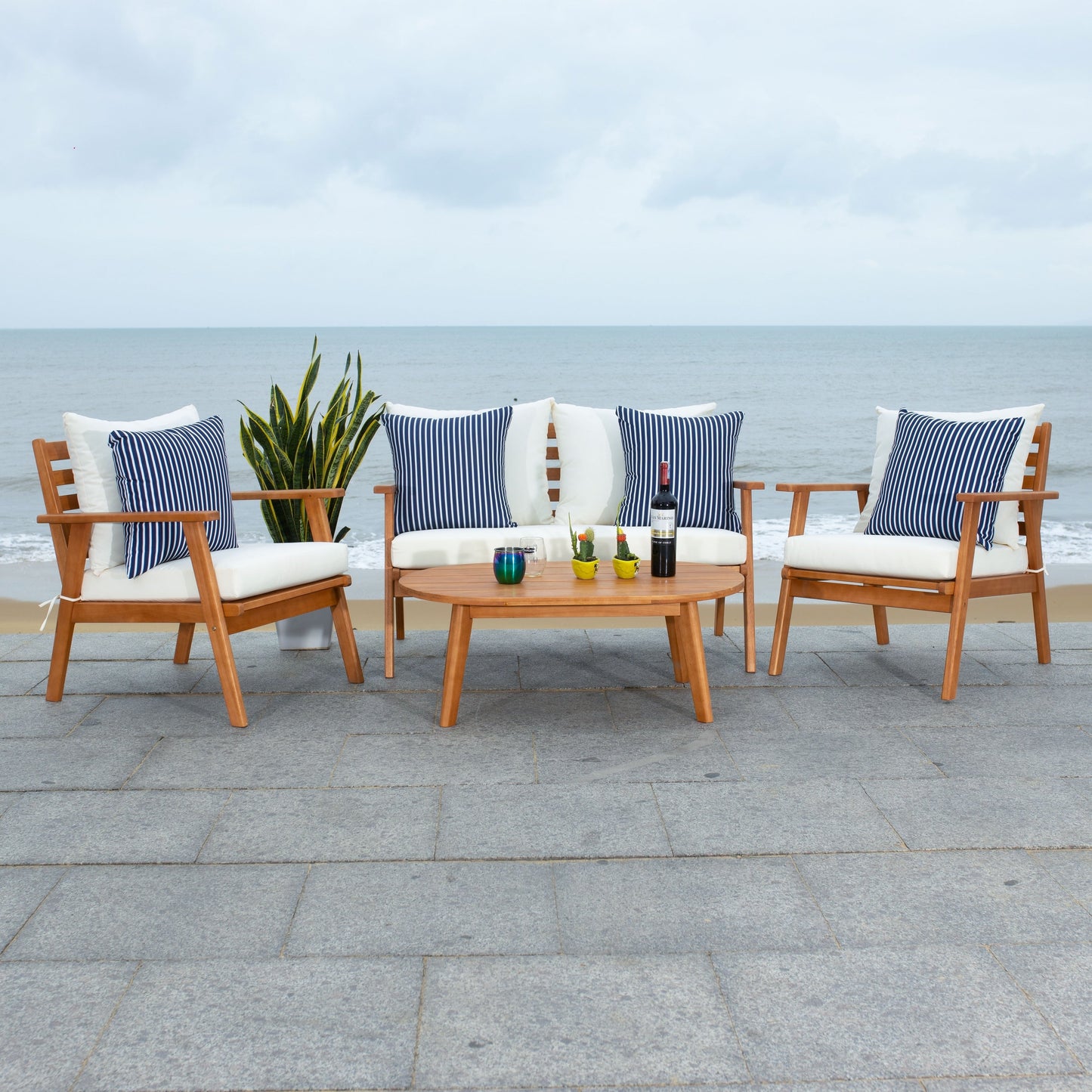 Ensemble de jardin d'extérieur Lupe 4 pièces SAFAVIEH - 49 L x 31 P x 30 H