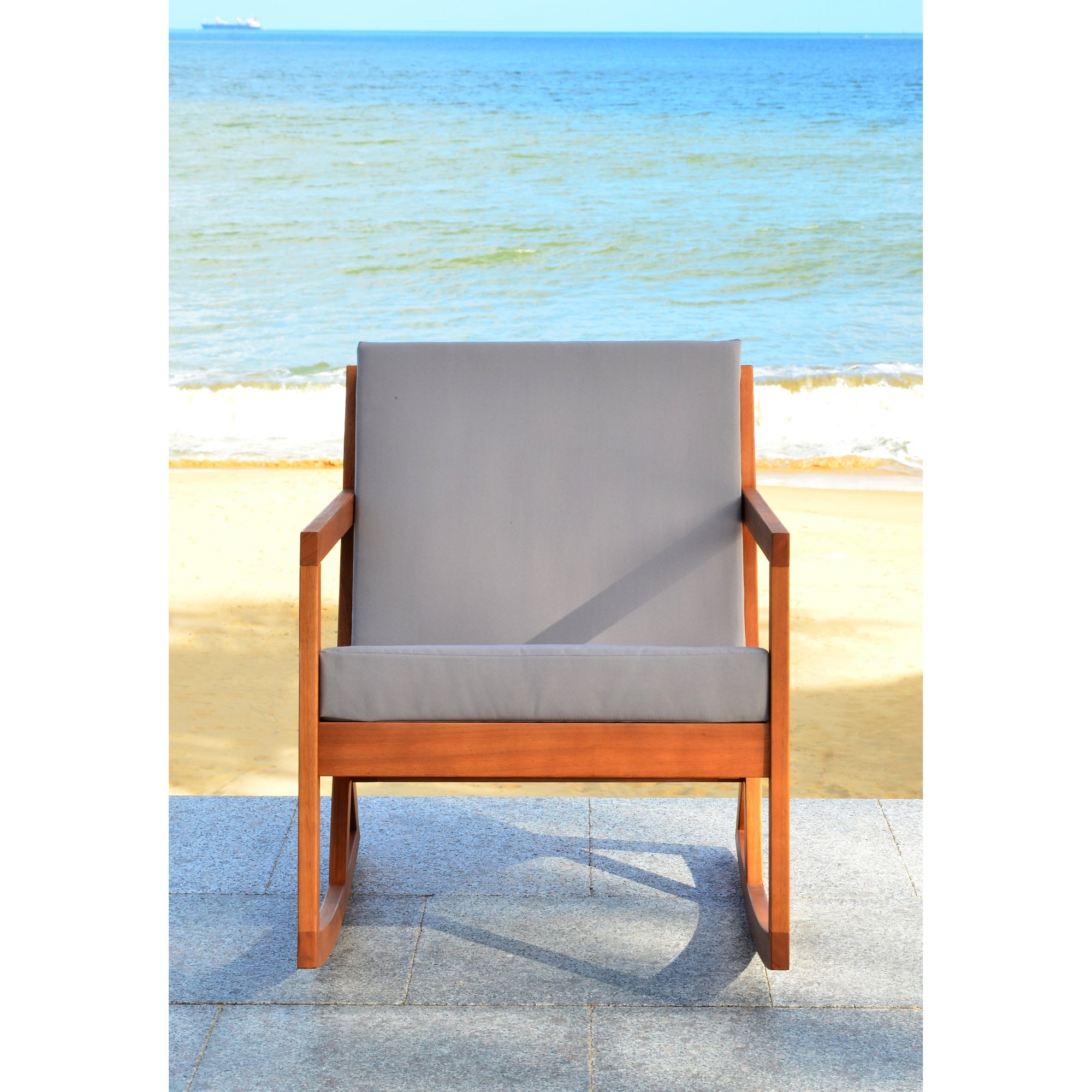 SAFAVIEH Outdoor Makaila Rocking Chair with Cushion - 26W x 31D x 38H