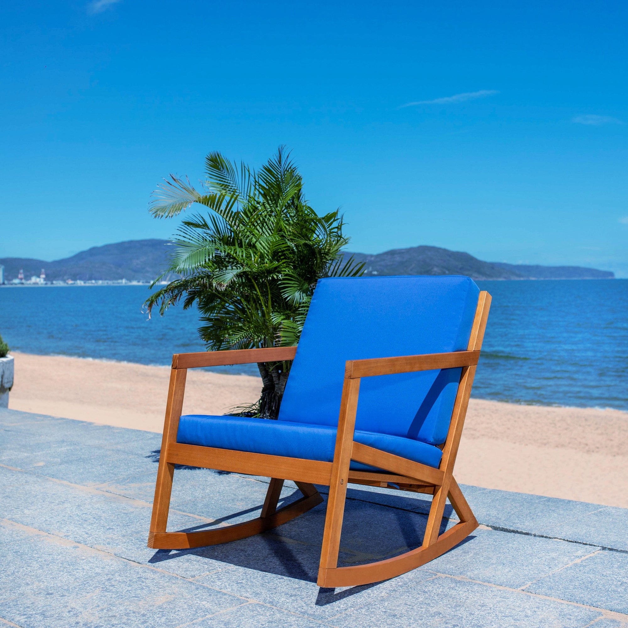 SAFAVIEH Outdoor Makaila Rocking Chair with Cushion - 26W x 31D x 38H