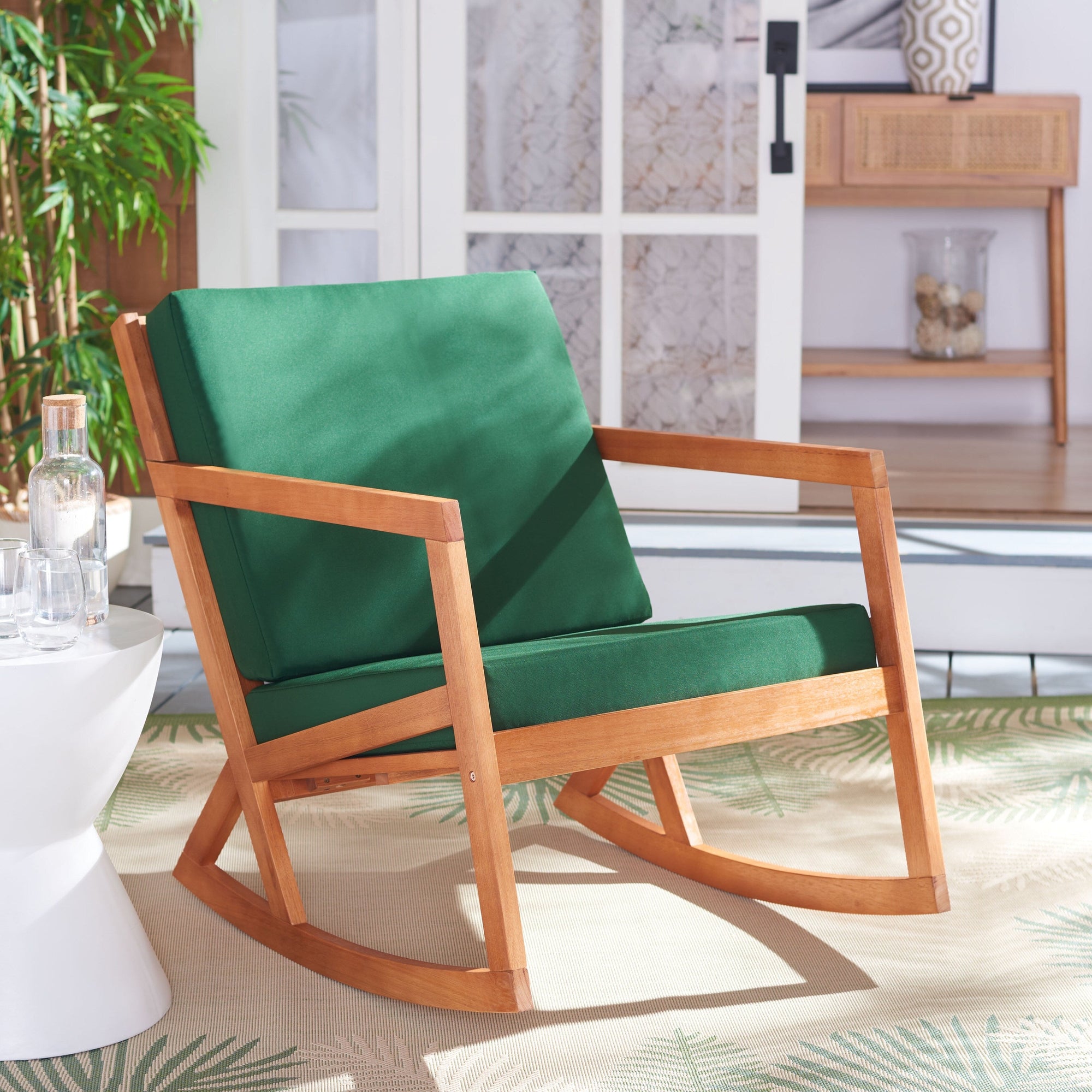 SAFAVIEH Outdoor Makaila Rocking Chair with Cushion - 26W x 31D x 38H