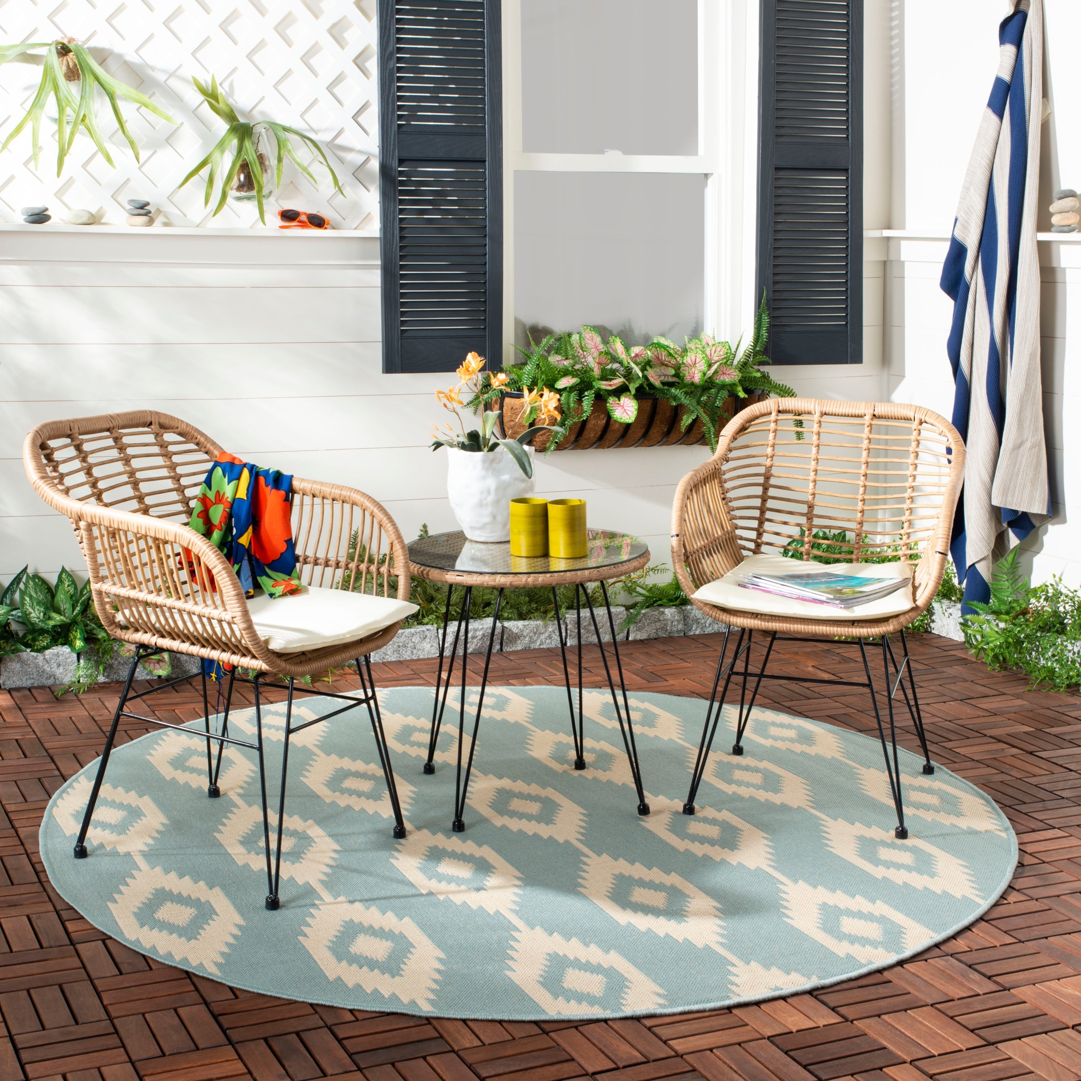 Ensemble de salon d'extérieur SAFAVIEH Montserrat 3 pièces - 22 l x 27 p x 32 h