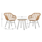 Ensemble de salon d'extérieur SAFAVIEH Montserrat 3 pièces - 22 l x 27 p x 32 h