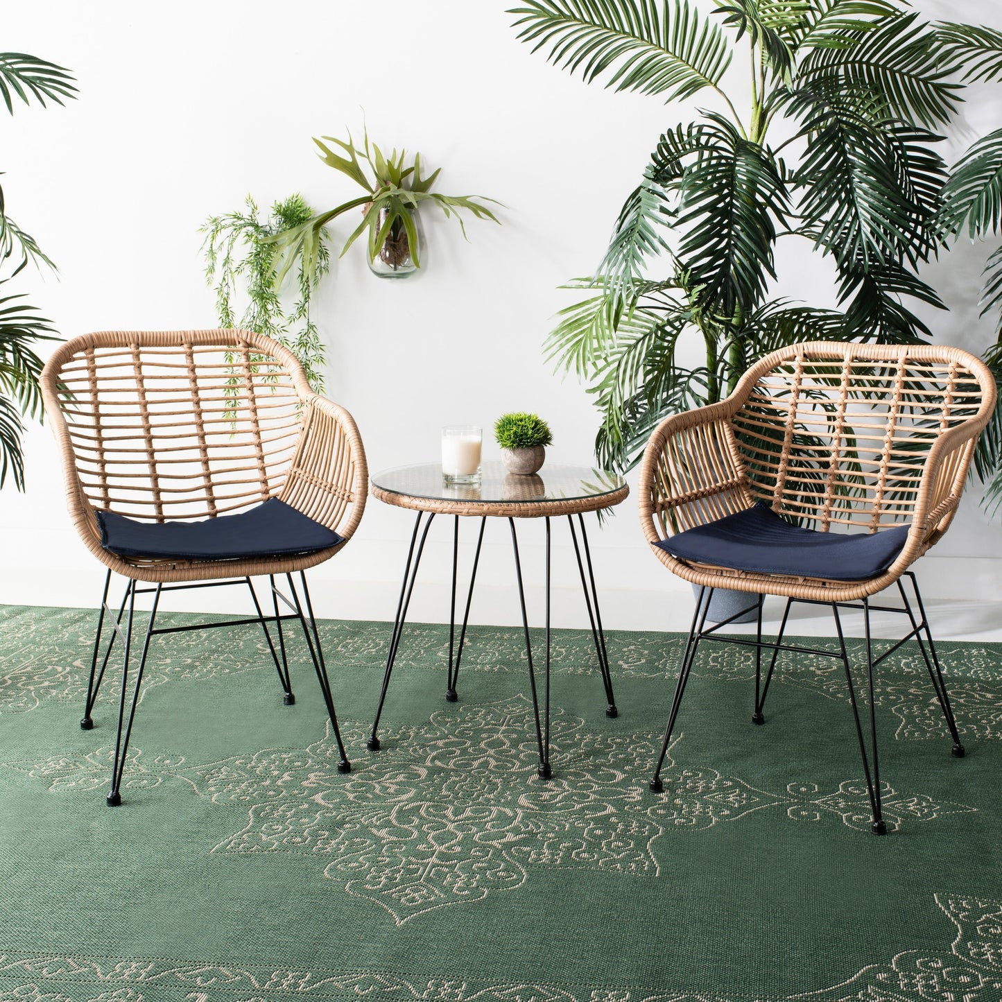 Ensemble de salon d'extérieur SAFAVIEH Montserrat 3 pièces - 22 l x 27 p x 32 h
