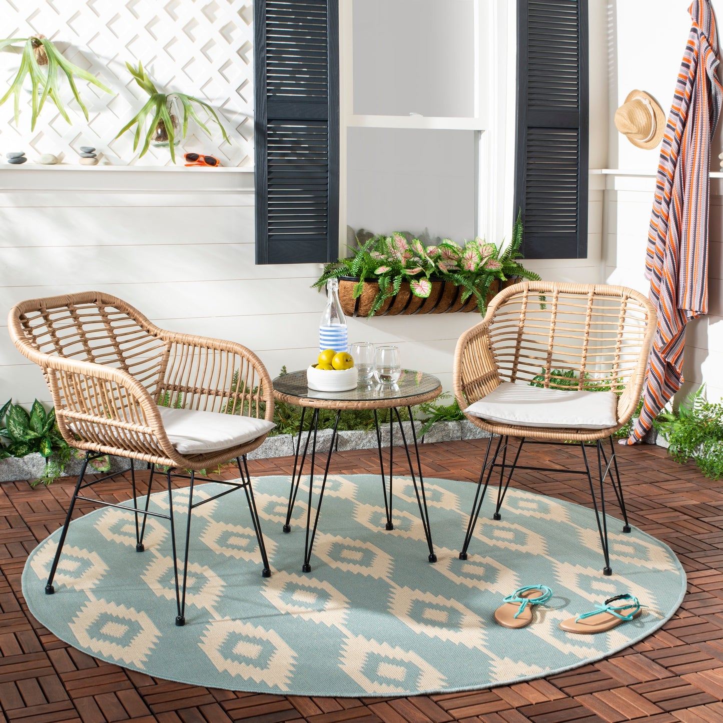Ensemble de salon d'extérieur SAFAVIEH Montserrat 3 pièces - 22 l x 27 p x 32 h