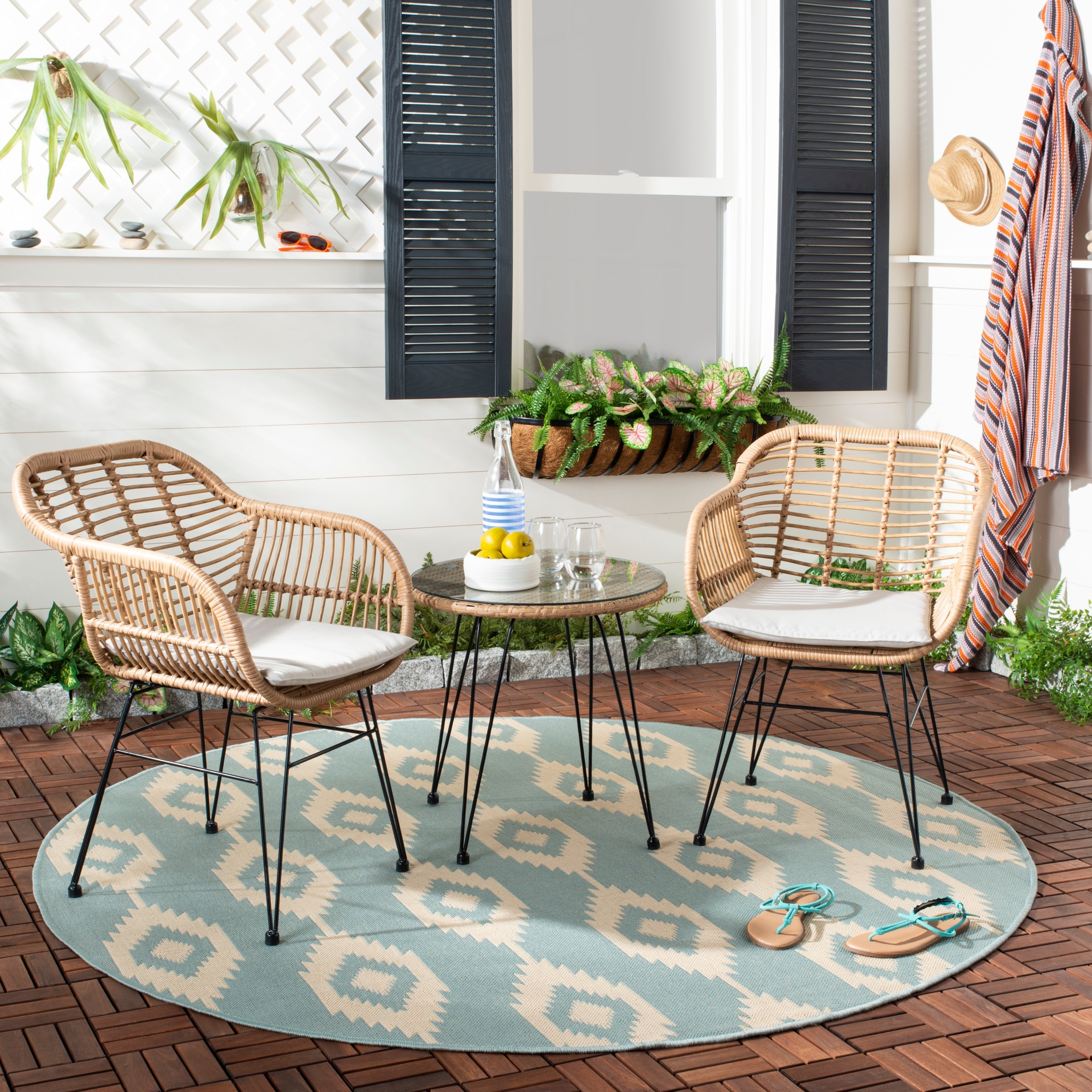 Ensemble de salon d'extérieur SAFAVIEH Montserrat 3 pièces - 22 l x 27 p x 32 h