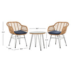 Ensemble de salon d'extérieur SAFAVIEH Montserrat 3 pièces - 22 l x 27 p x 32 h