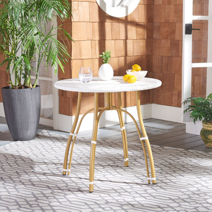 Table de bistrot d'extérieur en rotin Myah SAFAVIEH - 31,5 l x 31,5 l x 30 h - 32 l x 32 p x 30 h