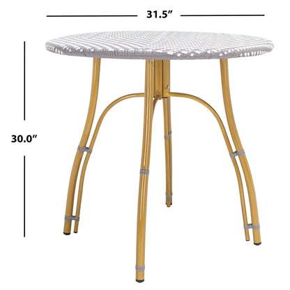 Table de bistrot d'extérieur en rotin Myah SAFAVIEH - 31,5 l x 31,5 l x 30 h - 32 l x 32 p x 30 h