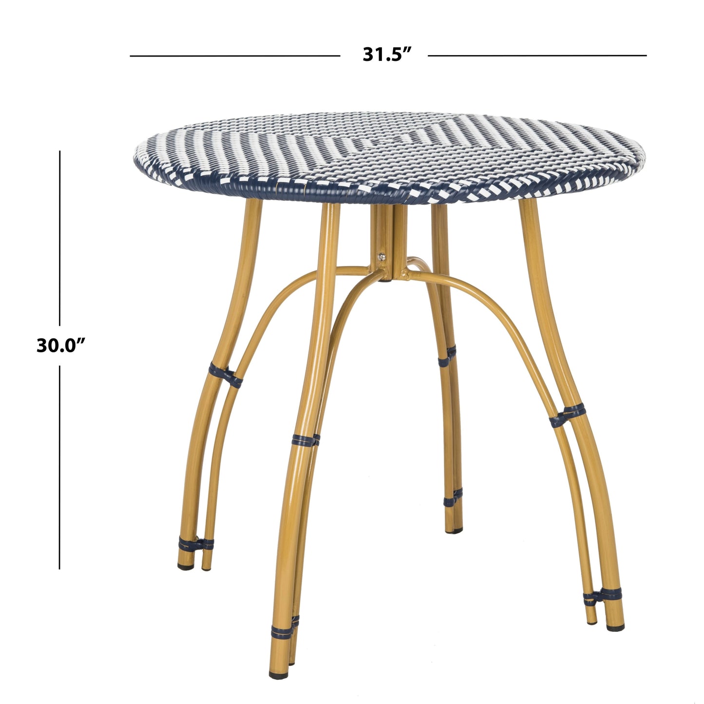 Table de bistrot d'extérieur en rotin Myah SAFAVIEH - 31,5 l x 31,5 l x 30 h - 32 l x 32 p x 30 h