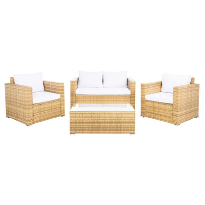 Ensemble de patio d'extérieur en osier Natalee de SAFAVIEH, 4 pièces – 50 l x 27 p x 28 h