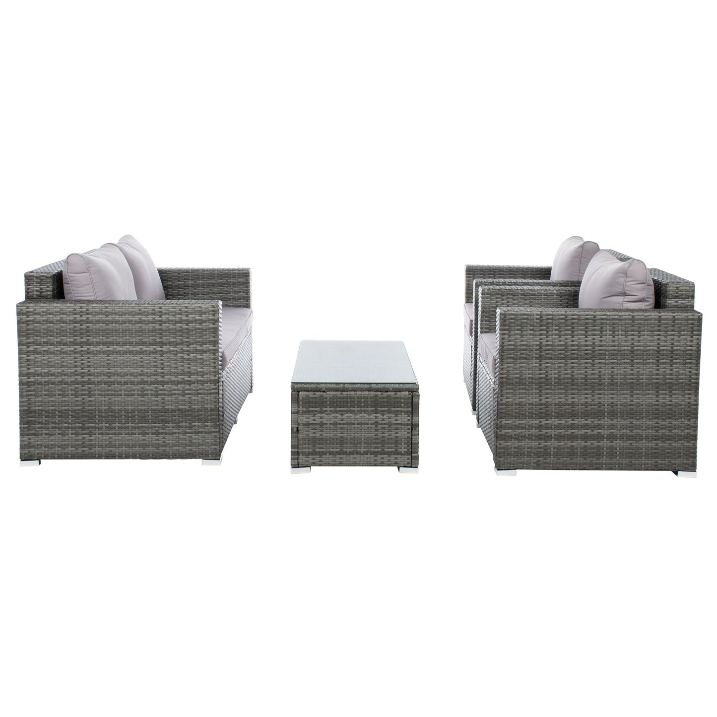 Ensemble de patio d'extérieur en osier Natalee de SAFAVIEH, 4 pièces – 50 l x 27 p x 28 h