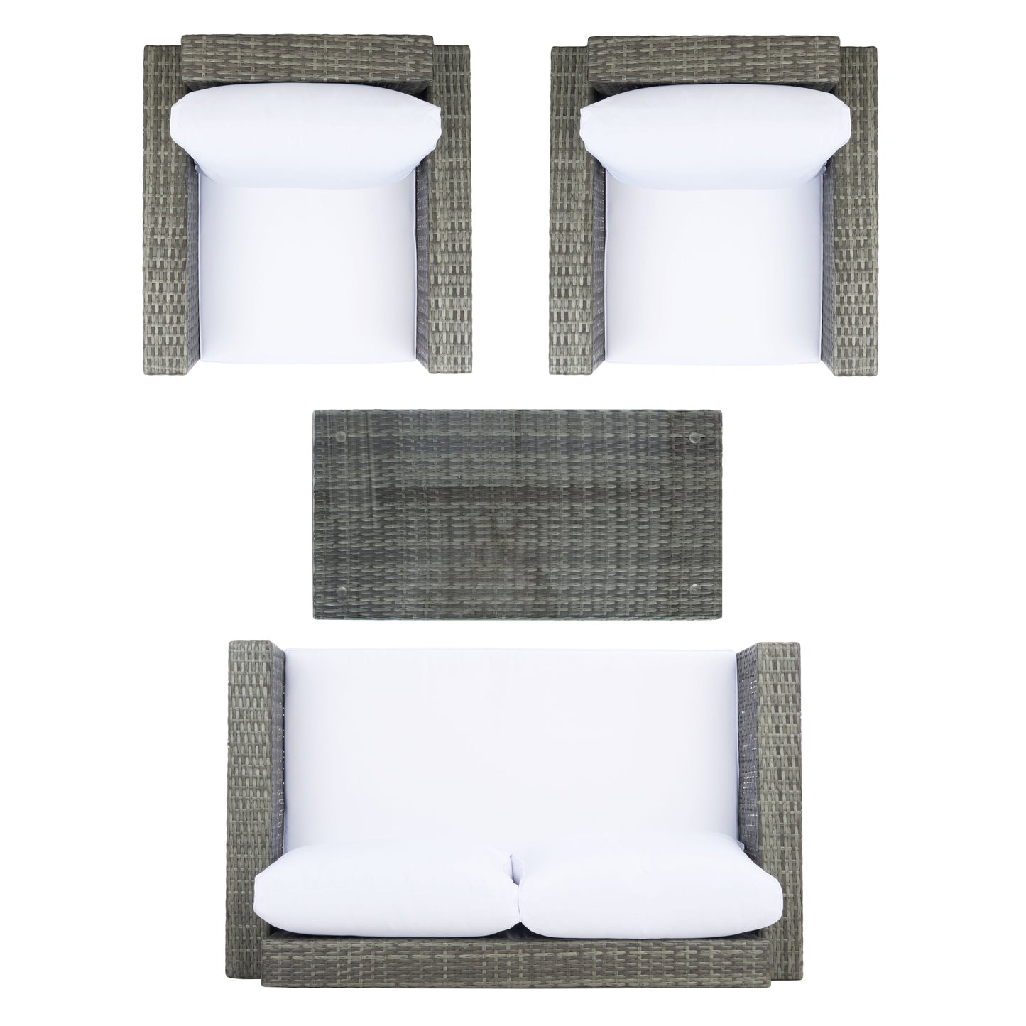 Ensemble de patio d'extérieur en osier Natalee de SAFAVIEH, 4 pièces – 50 l x 27 p x 28 h