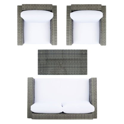 Ensemble de patio d'extérieur en osier Natalee de SAFAVIEH, 4 pièces – 50 l x 27 p x 28 h