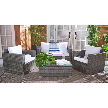 Ensemble de patio d'extérieur en osier Natalee de SAFAVIEH, 4 pièces – 50 l x 27 p x 28 h