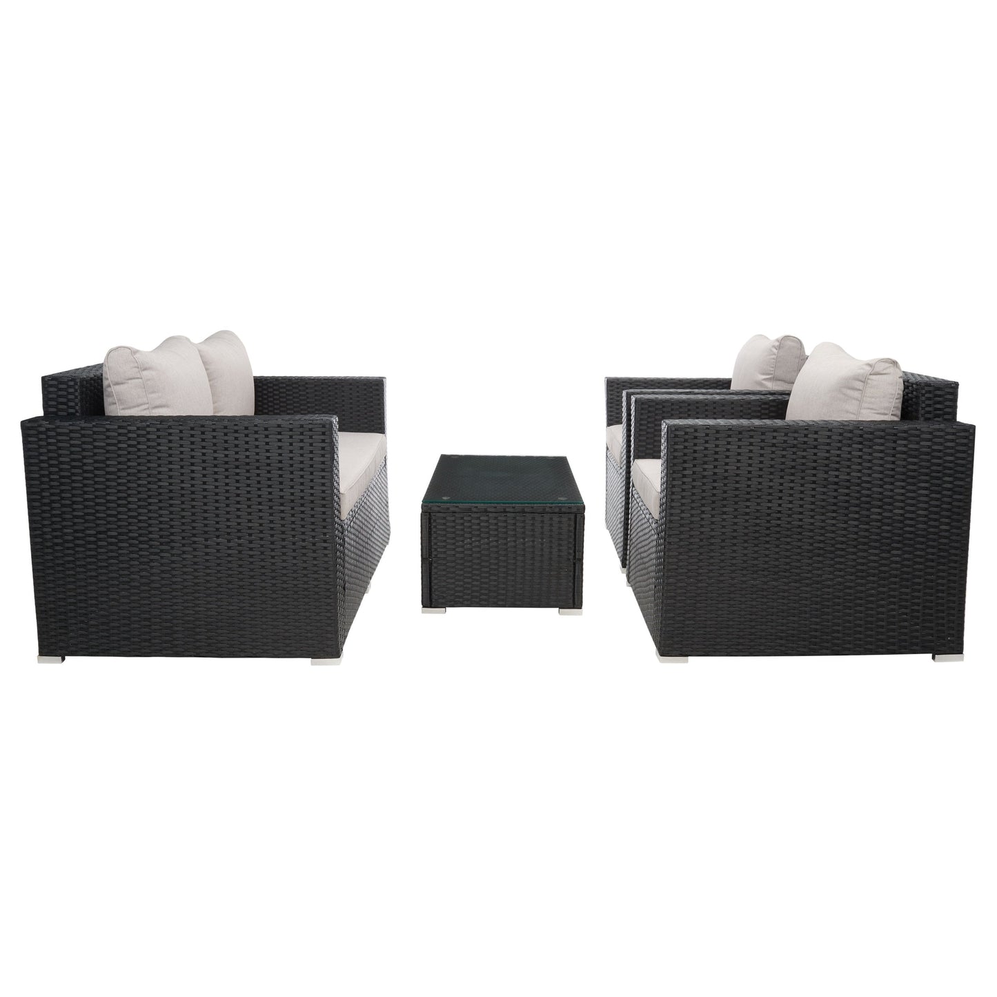 Ensemble de patio d'extérieur en osier Natalee de SAFAVIEH, 4 pièces – 50 l x 27 p x 28 h
