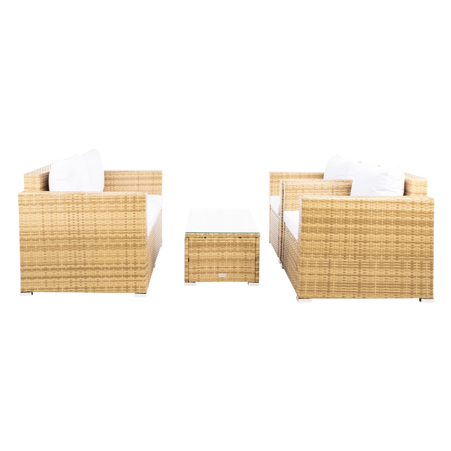 Ensemble de patio d'extérieur en osier Natalee de SAFAVIEH, 4 pièces – 50 l x 27 p x 28 h