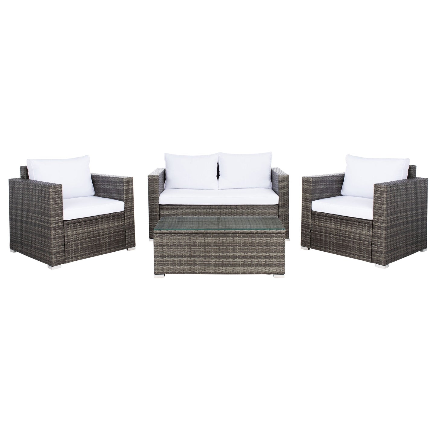 Ensemble de patio d'extérieur en osier Natalee de SAFAVIEH, 4 pièces – 50 l x 27 p x 28 h