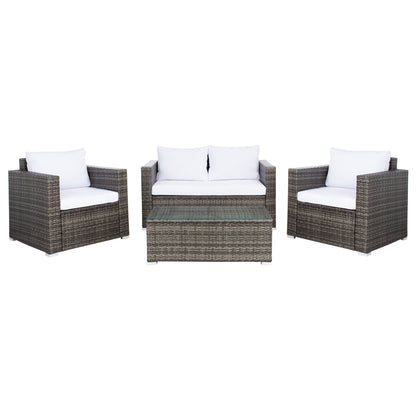Ensemble de patio d'extérieur en osier Natalee de SAFAVIEH, 4 pièces – 50 l x 27 p x 28 h