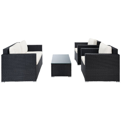 Ensemble de patio d'extérieur en osier Natalee de SAFAVIEH, 4 pièces – 50 l x 27 p x 28 h