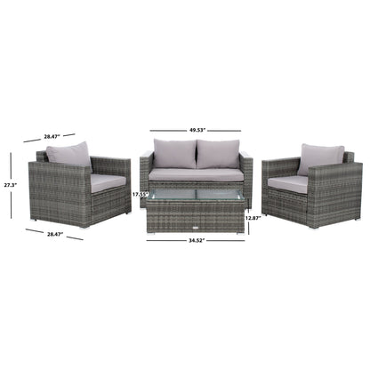 Ensemble de patio d'extérieur en osier Natalee de SAFAVIEH, 4 pièces – 50 l x 27 p x 28 h