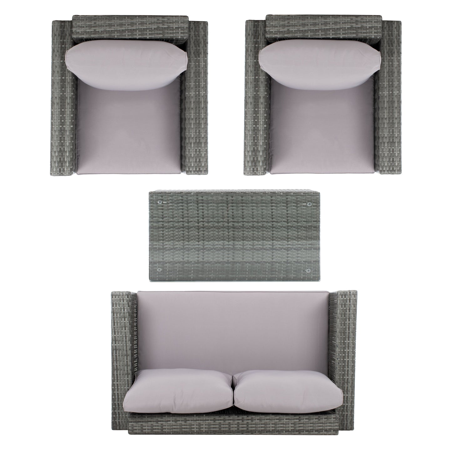 Ensemble de patio d'extérieur en osier Natalee de SAFAVIEH, 4 pièces – 50 l x 27 p x 28 h
