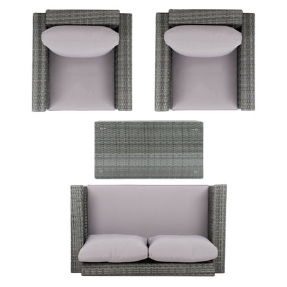 Ensemble de patio d'extérieur en osier Natalee de SAFAVIEH, 4 pièces – 50 l x 27 p x 28 h