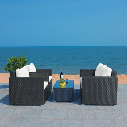 Ensemble de patio d'extérieur en osier Natalee de SAFAVIEH, 4 pièces – 50 l x 27 p x 28 h