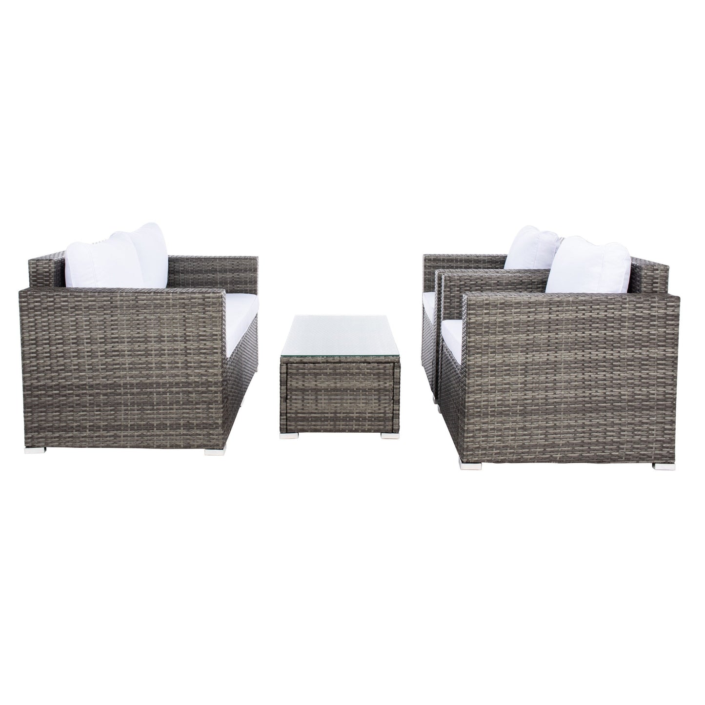 Ensemble de patio d'extérieur en osier Natalee de SAFAVIEH, 4 pièces – 50 l x 27 p x 28 h