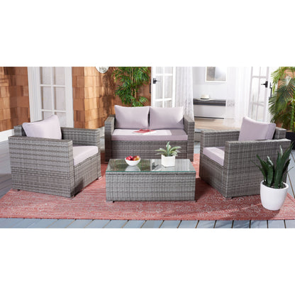 Ensemble de patio d'extérieur en osier Natalee de SAFAVIEH, 4 pièces – 50 l x 27 p x 28 h