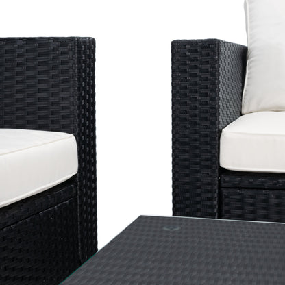 Ensemble de patio d'extérieur en osier Natalee de SAFAVIEH, 4 pièces – 50 l x 27 p x 28 h