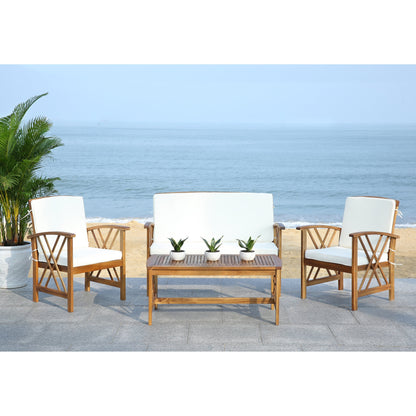Ensemble de jardin d'extérieur Nayely 4 pièces en bois d'acacia massif SAFAVIEH - 47 L x 33 P x 26 H