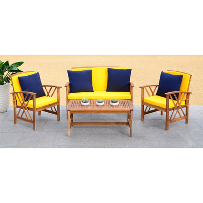 Ensemble de jardin d'extérieur Nayely 4 pièces en bois d'acacia massif SAFAVIEH - 47 L x 33 P x 26 H