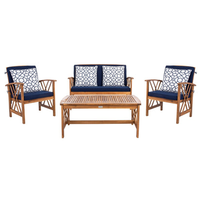 Ensemble de jardin d'extérieur Nayely 4 pièces en bois d'acacia massif SAFAVIEH - 47 L x 33 P x 26 H