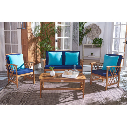 Ensemble de jardin d'extérieur Nayely 4 pièces en bois d'acacia massif SAFAVIEH - 47 L x 33 P x 26 H