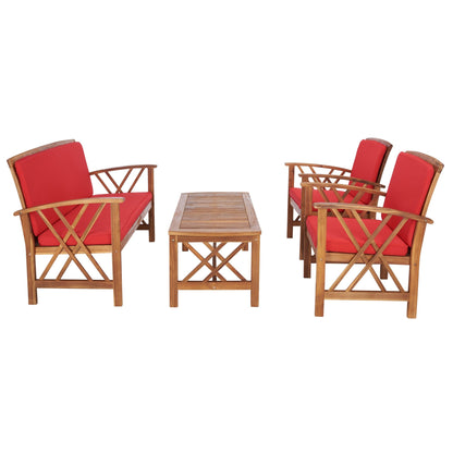 Ensemble de jardin d'extérieur Nayely 4 pièces en bois d'acacia massif SAFAVIEH - 47 L x 33 P x 26 H