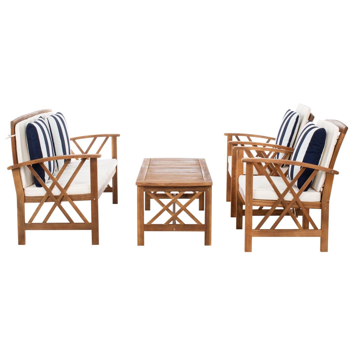 Ensemble de jardin d'extérieur Nayely 4 pièces en bois d'acacia massif SAFAVIEH - 47 L x 33 P x 26 H