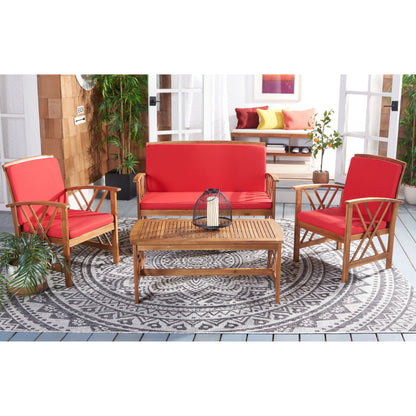 Ensemble de jardin d'extérieur Nayely 4 pièces en bois d'acacia massif SAFAVIEH - 47 L x 33 P x 26 H