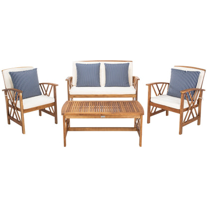Ensemble de jardin d'extérieur Nayely 4 pièces en bois d'acacia massif SAFAVIEH - 47 L x 33 P x 26 H