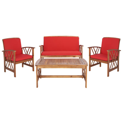 Ensemble de jardin d'extérieur Nayely 4 pièces en bois d'acacia massif SAFAVIEH - 47 L x 33 P x 26 H