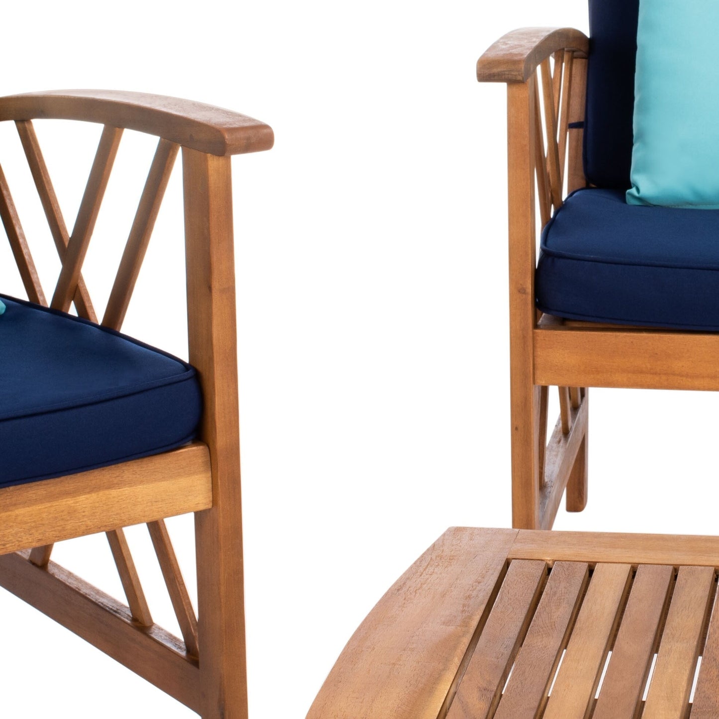 Ensemble de jardin d'extérieur Nayely 4 pièces en bois d'acacia massif SAFAVIEH - 47 L x 33 P x 26 H