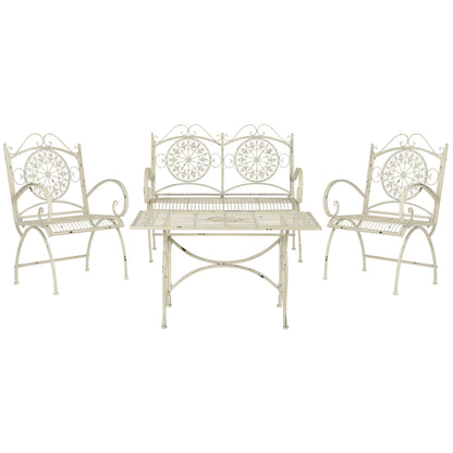 Ensemble de patio 4 pièces SAFAVIEH Nyasia en fer forgé victorien - 45 l x 39 P x 22 H