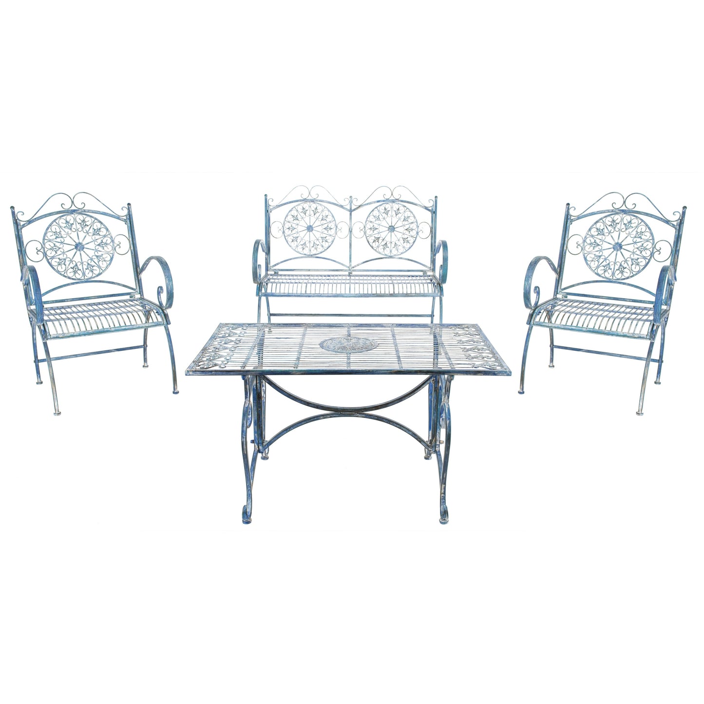 Ensemble de patio 4 pièces SAFAVIEH Nyasia en fer forgé victorien - 45 l x 39 P x 22 H