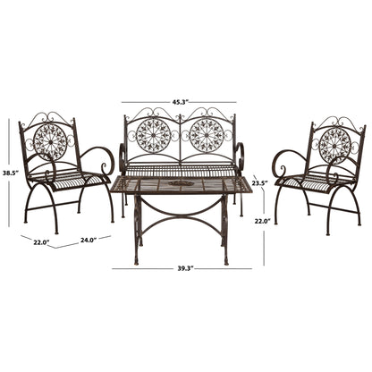 Ensemble de patio 4 pièces SAFAVIEH Nyasia en fer forgé victorien - 45 l x 39 P x 22 H