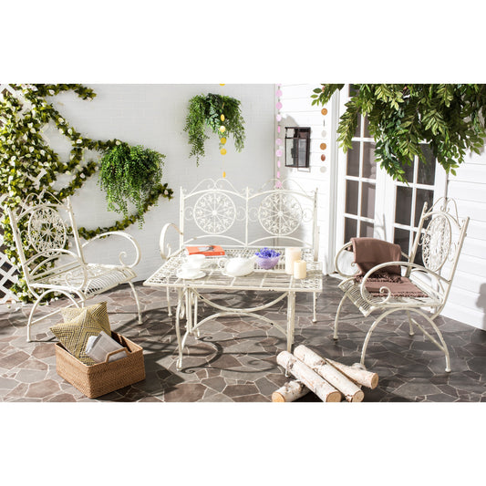 Ensemble de patio 4 pièces SAFAVIEH Nyasia en fer forgé victorien - 45 l x 39 P x 22 H