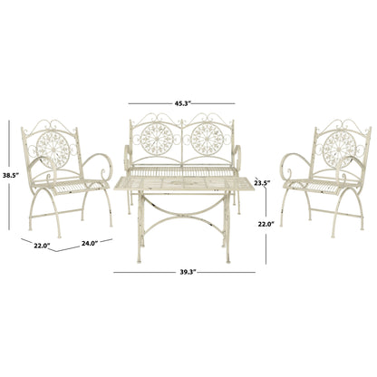 Ensemble de patio 4 pièces SAFAVIEH Nyasia en fer forgé victorien - 45 l x 39 P x 22 H