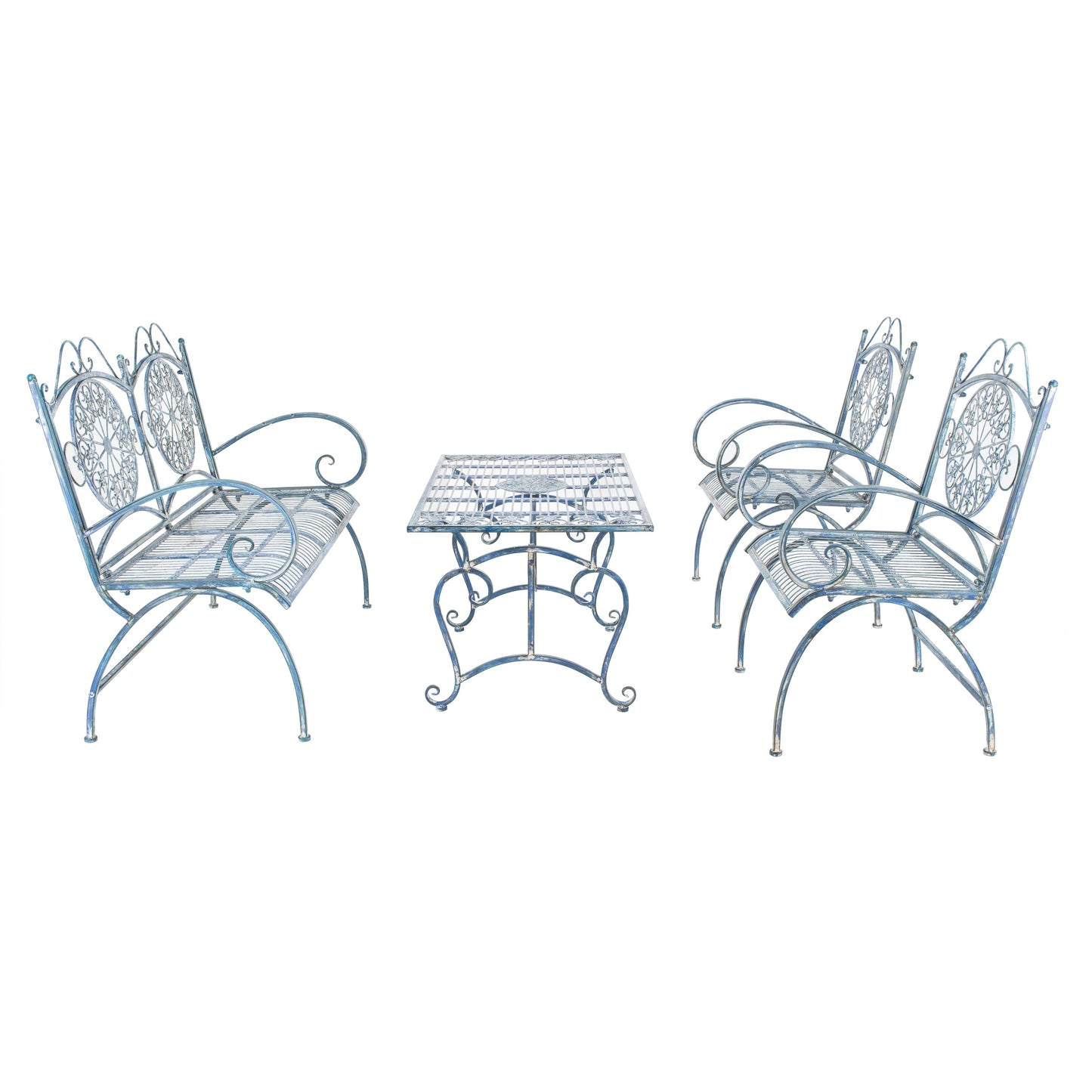 Ensemble de patio 4 pièces SAFAVIEH Nyasia en fer forgé victorien - 45 l x 39 P x 22 H