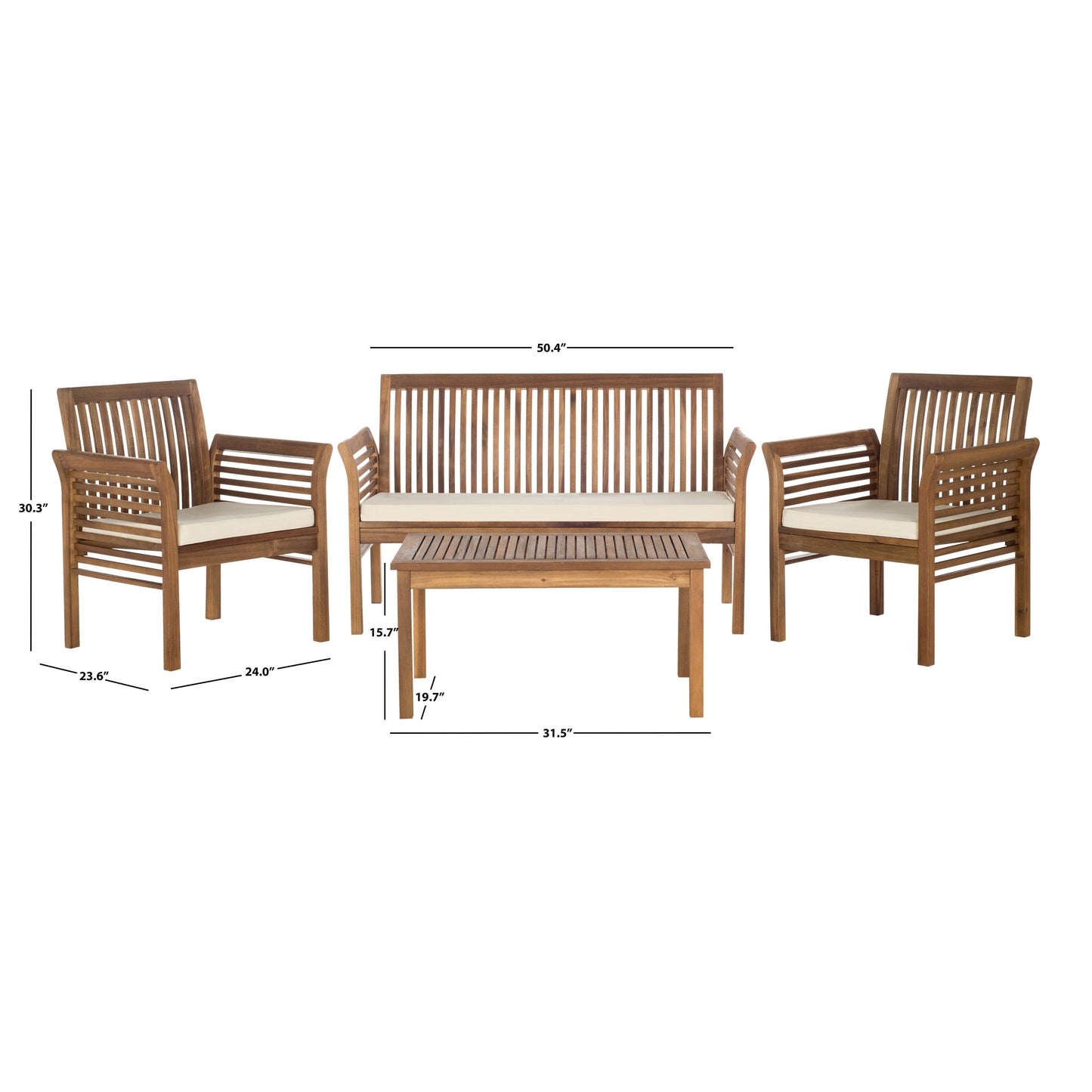 Ensemble de jardin Pieternel 4 pièces SAFAVIEH - 50 l x 30 p x 24 h