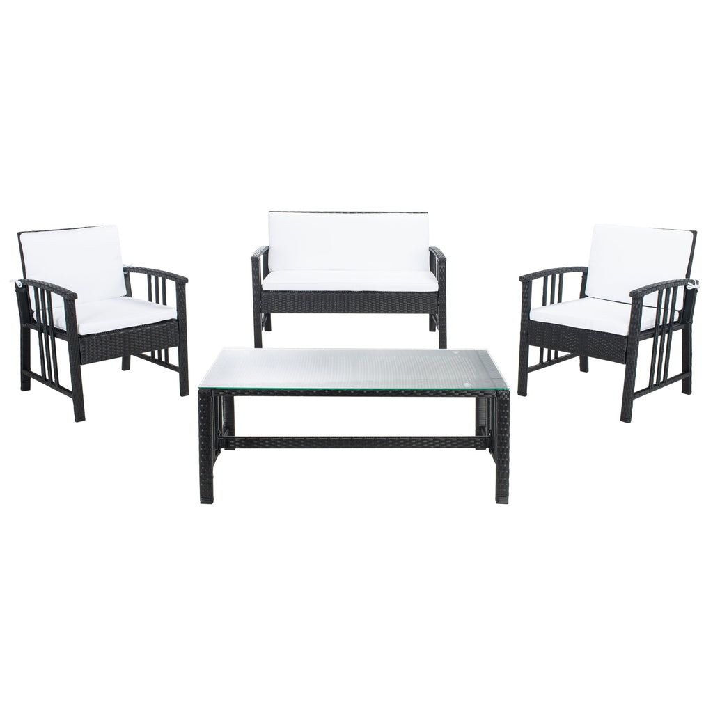 Ensemble de salon d'extérieur en osier SAFAVIEH Reslor 4 pièces - 43 l x 26 p x 31 h