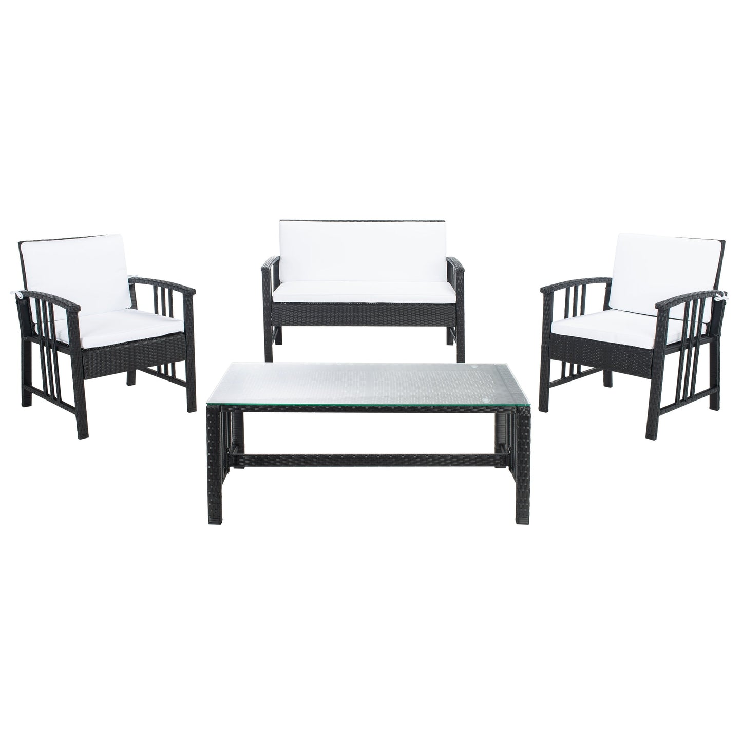 Ensemble de salon d'extérieur en osier SAFAVIEH Reslor 4 pièces - 43 l x 26 p x 31 h