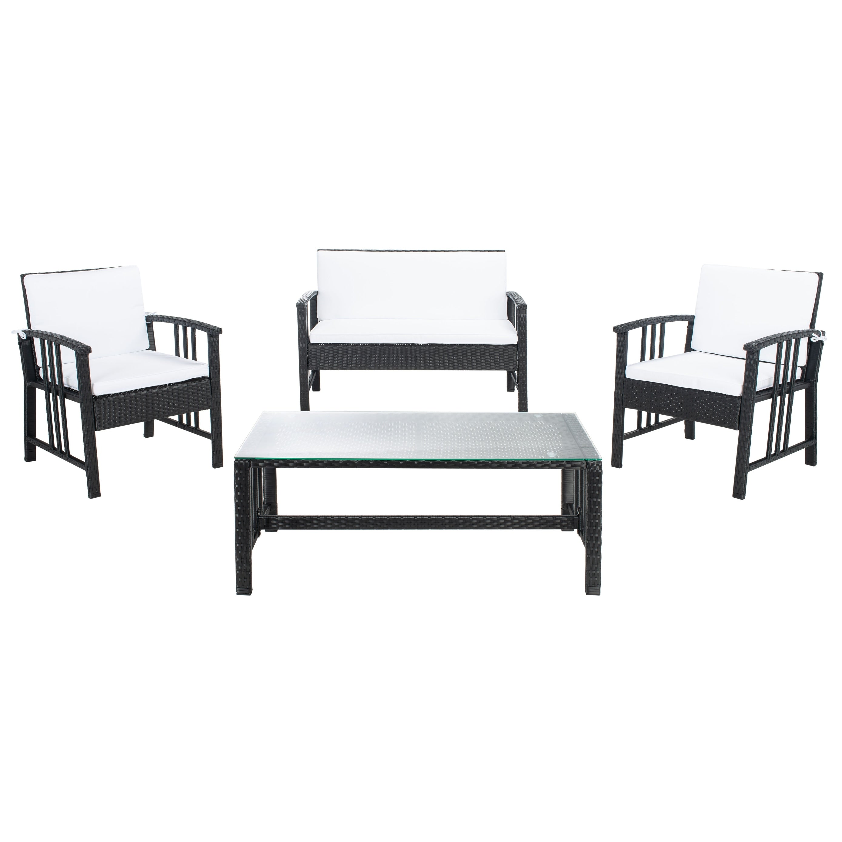 Ensemble de salon d'extérieur en osier SAFAVIEH Reslor 4 pièces - 43 l x 26 p x 31 h